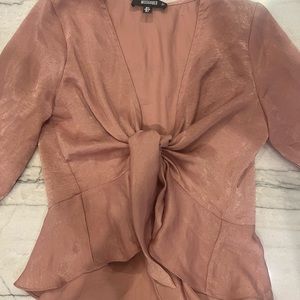 Pink Satin Tie Top for Women